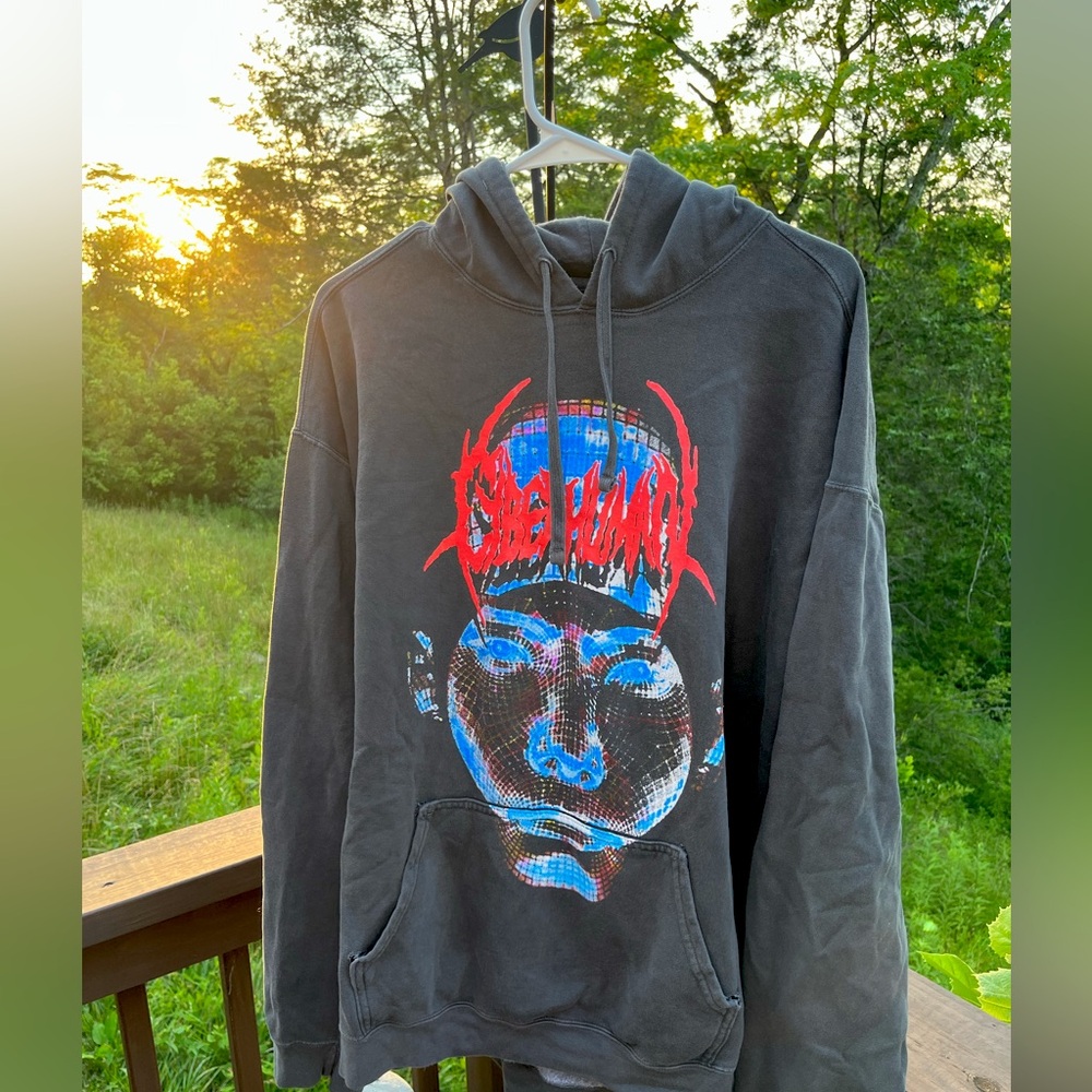 CYBERHUMAN vintage grey hoodie.